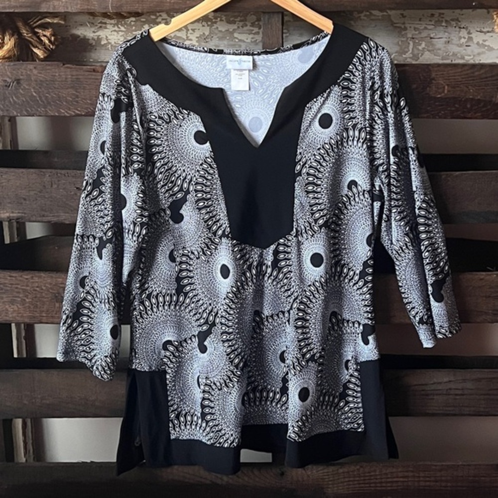 🟠JACLYN SMITH Tunic Top in Black/White XL
